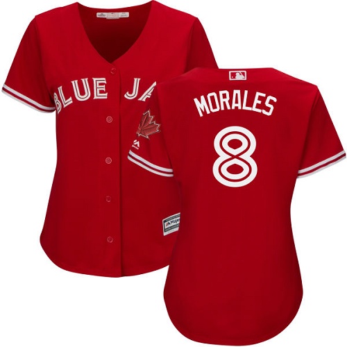 Blue Jays #8 Kendrys Morales Red Canada Day Women's Stitched MLB Jersey